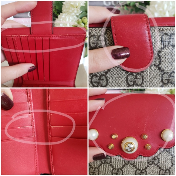 Authentic Pre-owned Gucci Peony Pearl Studded Compact Flap Wallet - Picture 14 of 16